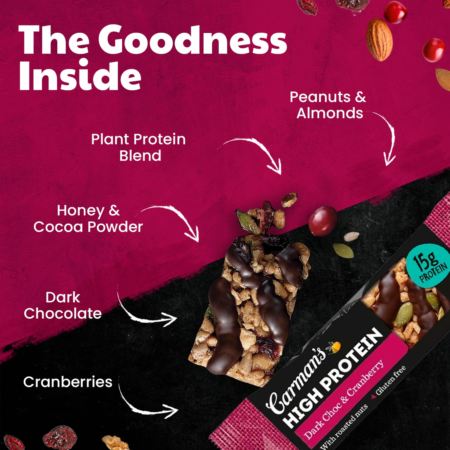 Carmans Bar Protein Dark Choc Cranberry 200g