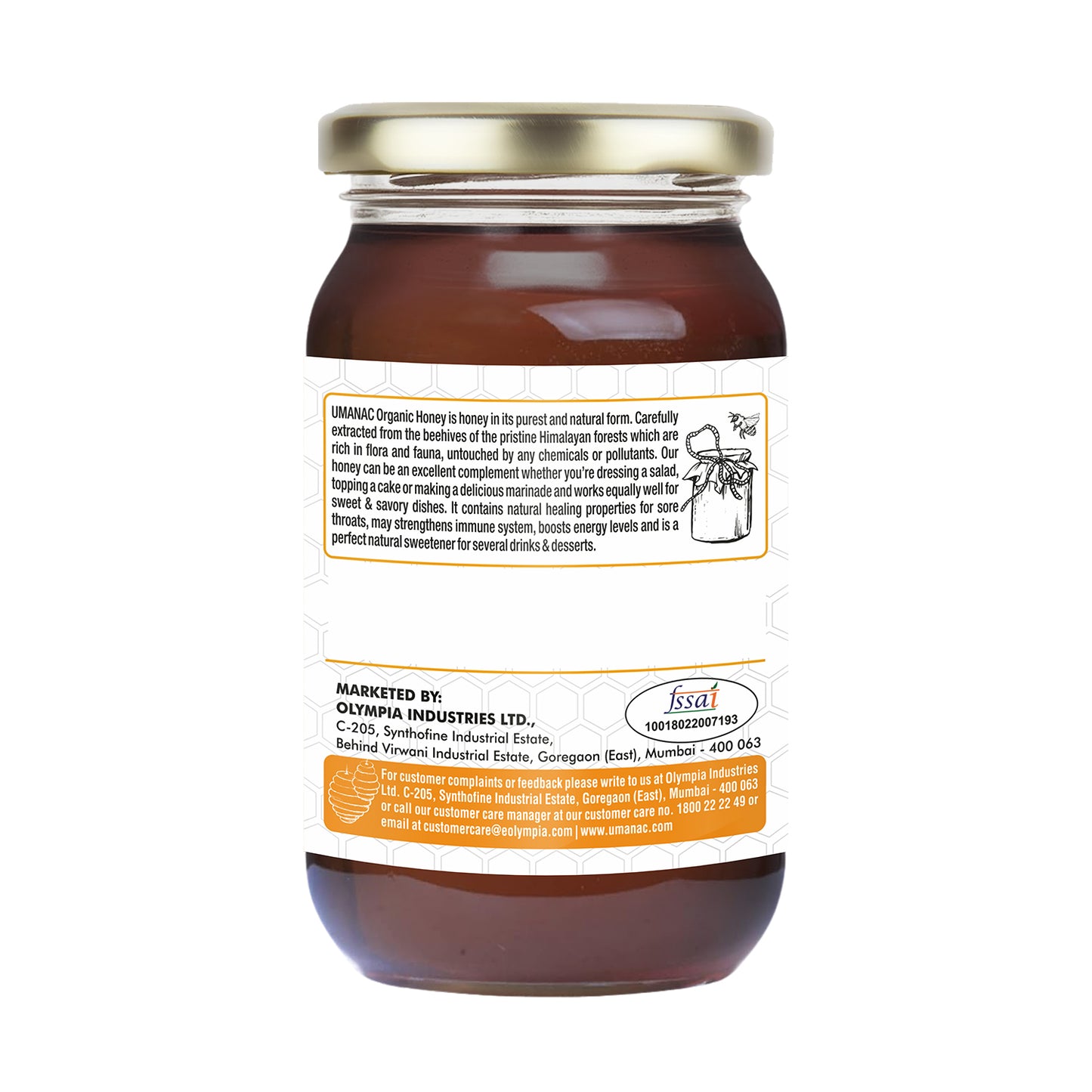 Umanac Organic Honey- 500Ml Rich in Vitamins & Minerals