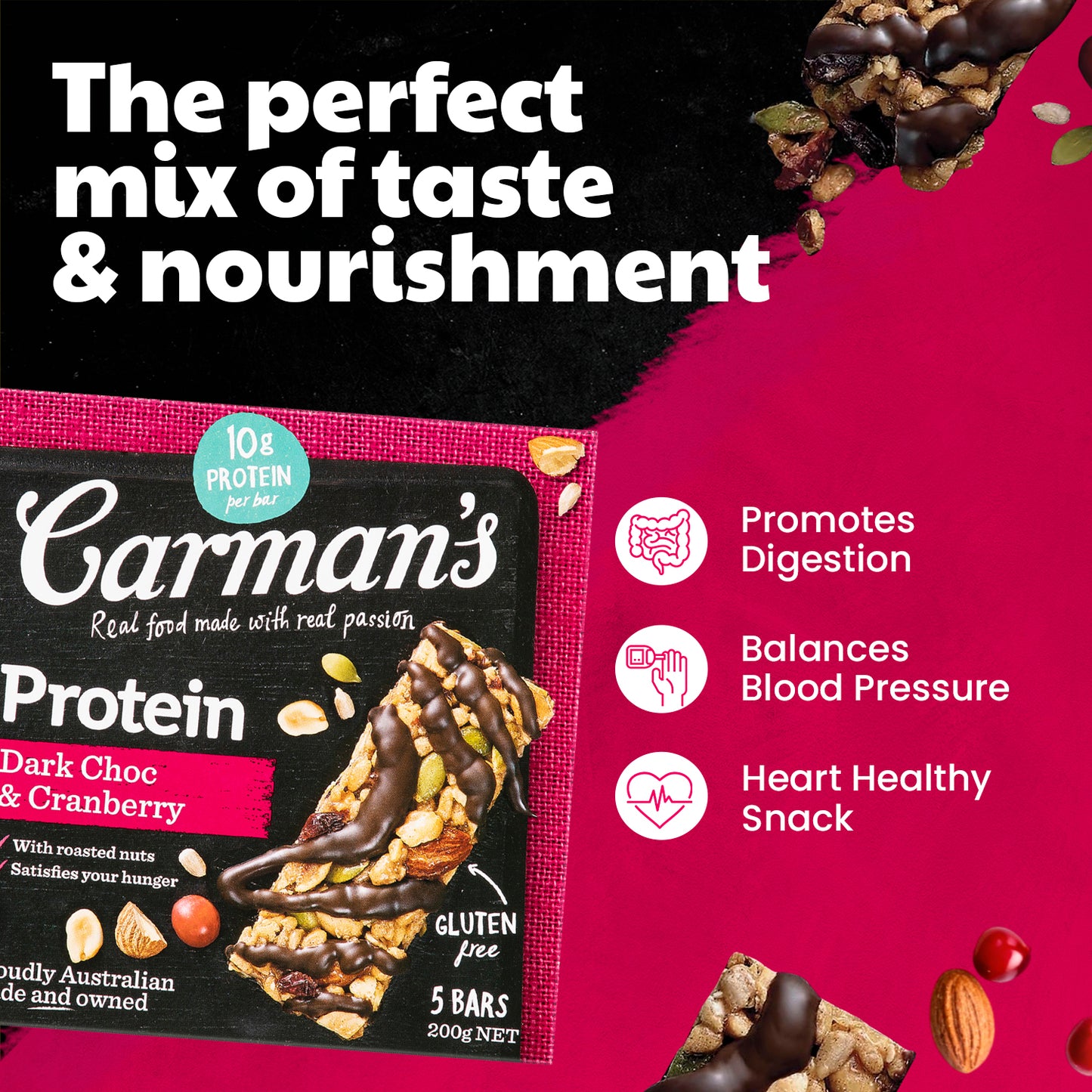 Carmans Bar Protein Dark Choc Cranberry 200g