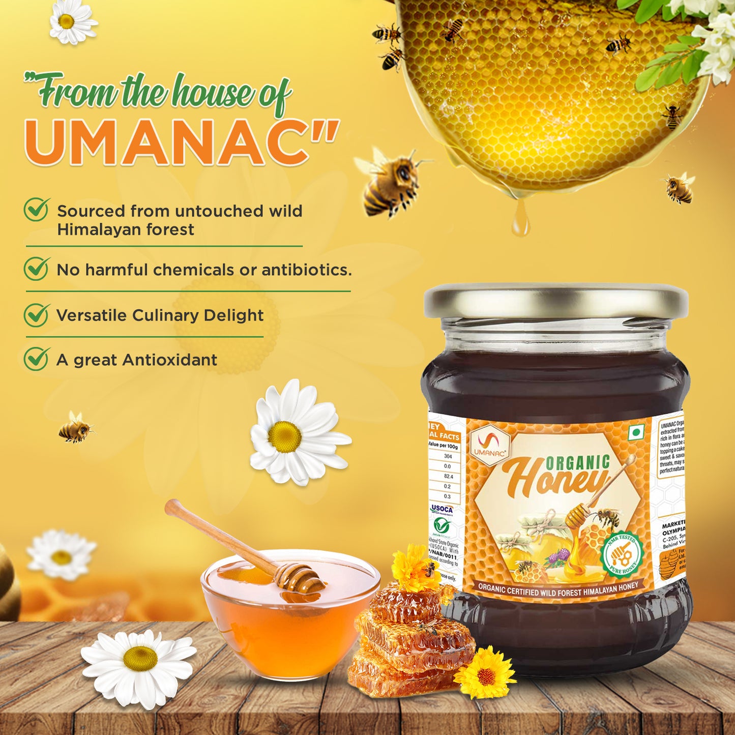 Umanac Organic Honey - 250Ml Vitamins & Minerals (Pack Of 2)