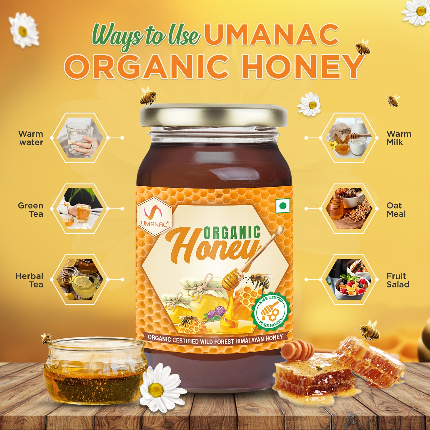 Umanac Organic Honey- 500Ml Rich in Vitamins & Minerals