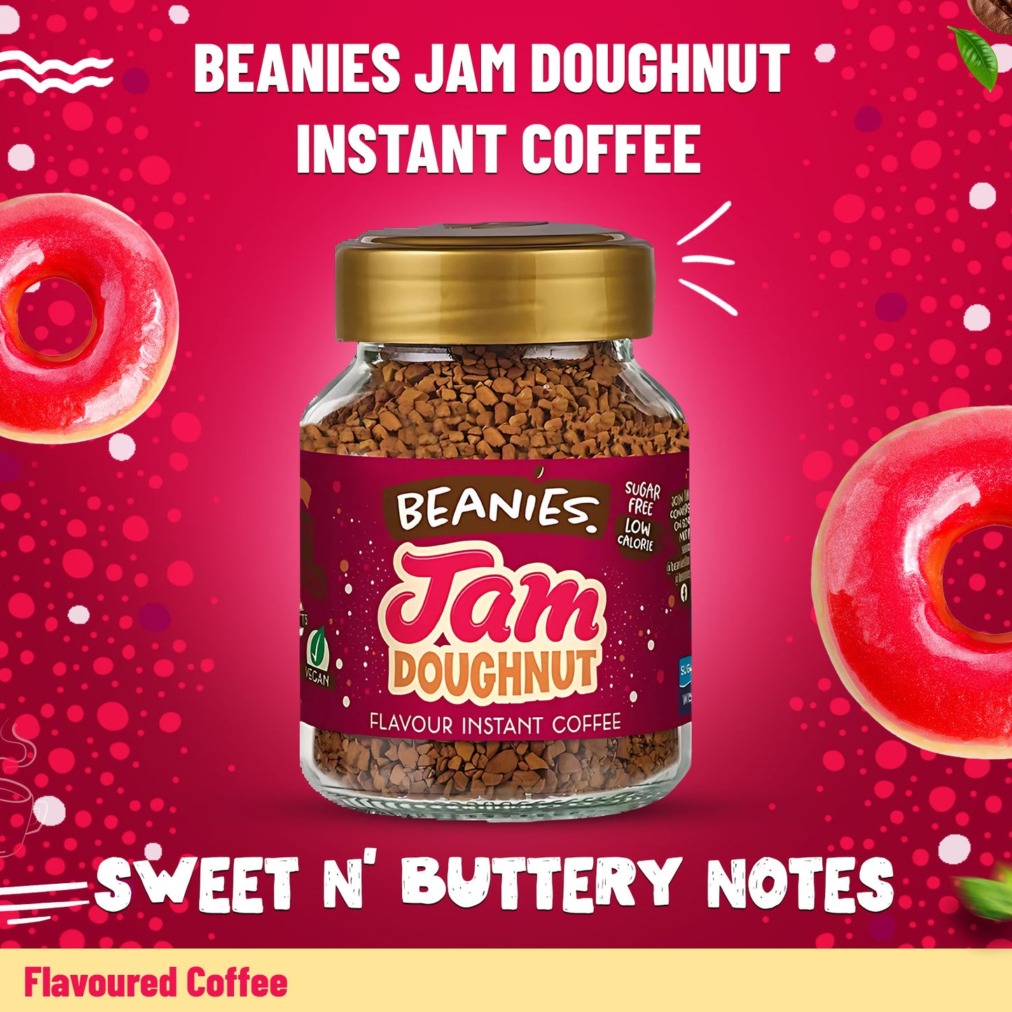 Beanies Jam Doughnut Instant Coffee, 50g