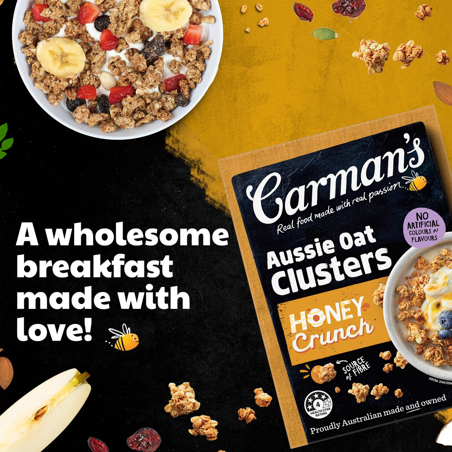 Carmans Clusters Aussie Oat Honey Crunch 450g