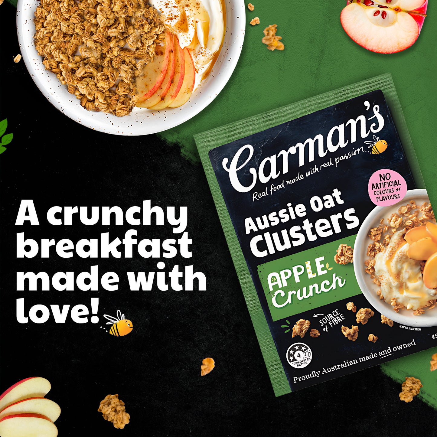 Carmans Clusters Aussie Oat Apple Crunch 450g
