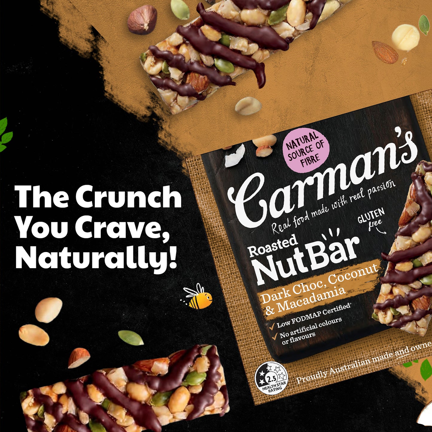 Carmans Bar Nut Dark Choc Macadamia & Coconut 160g