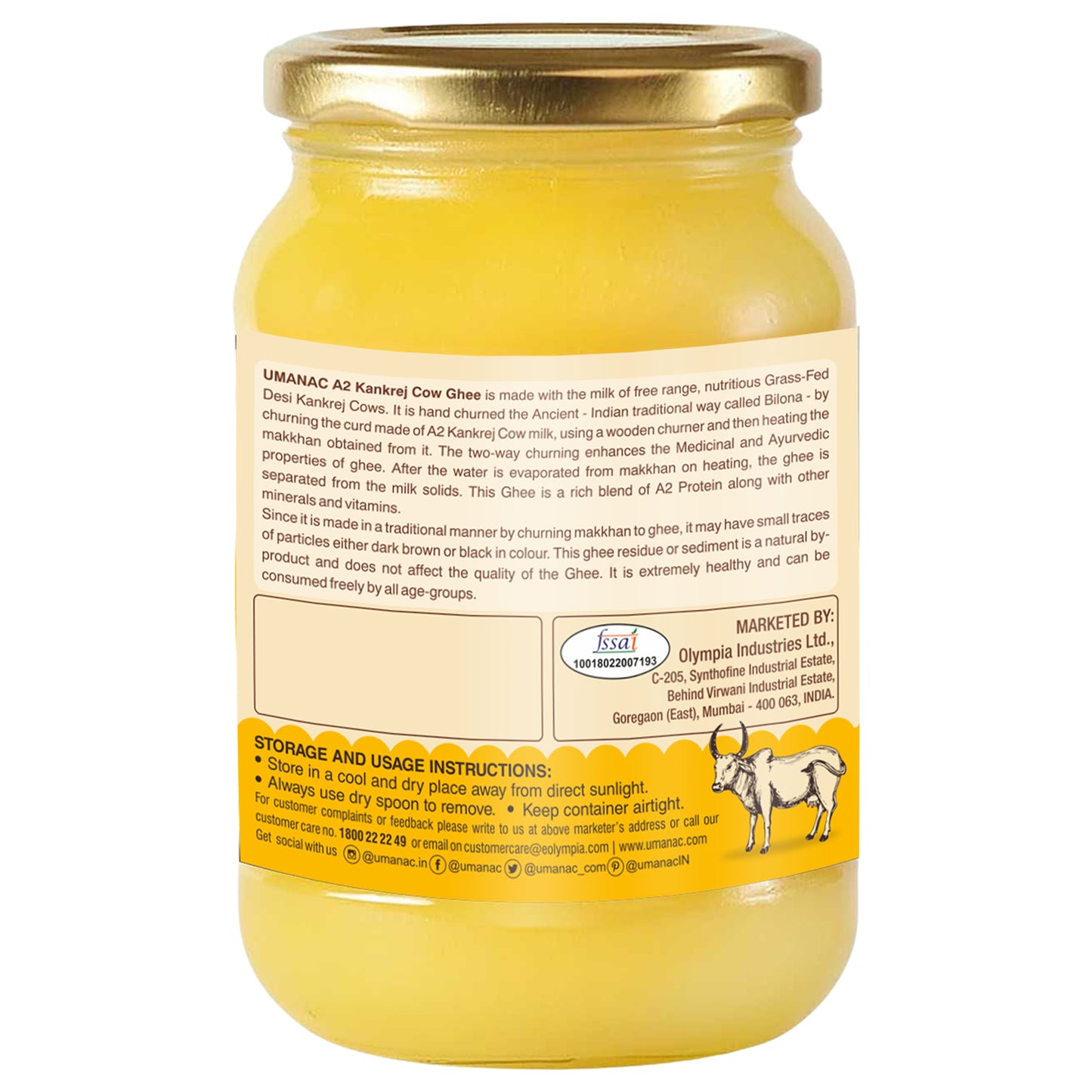 Umanac A2 Kankrej Cow Ghee-500ML