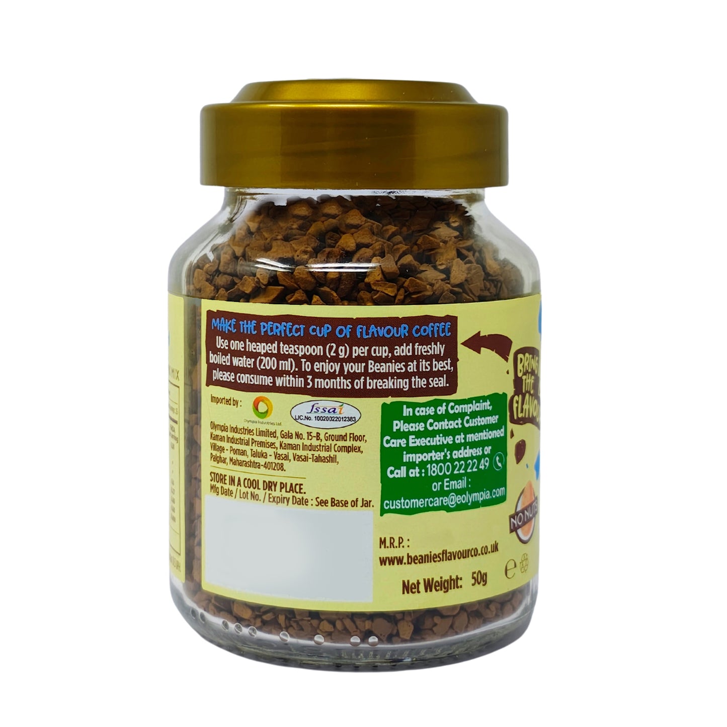 Beanies Cookies and Cream Flavour Instant Coffee, 50g