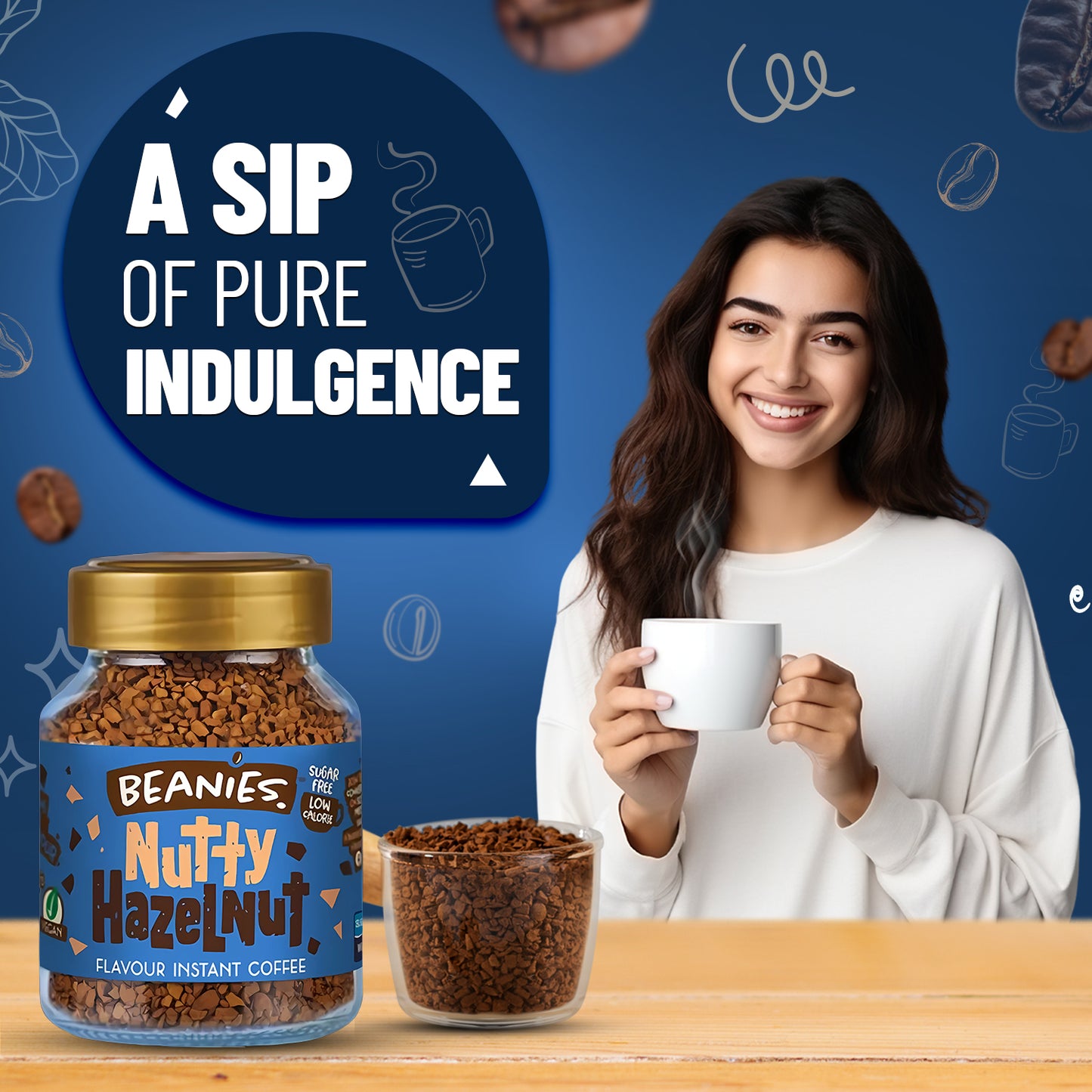 Beanies Nutty Hazelnut Flavour Instant Coffee, 50g