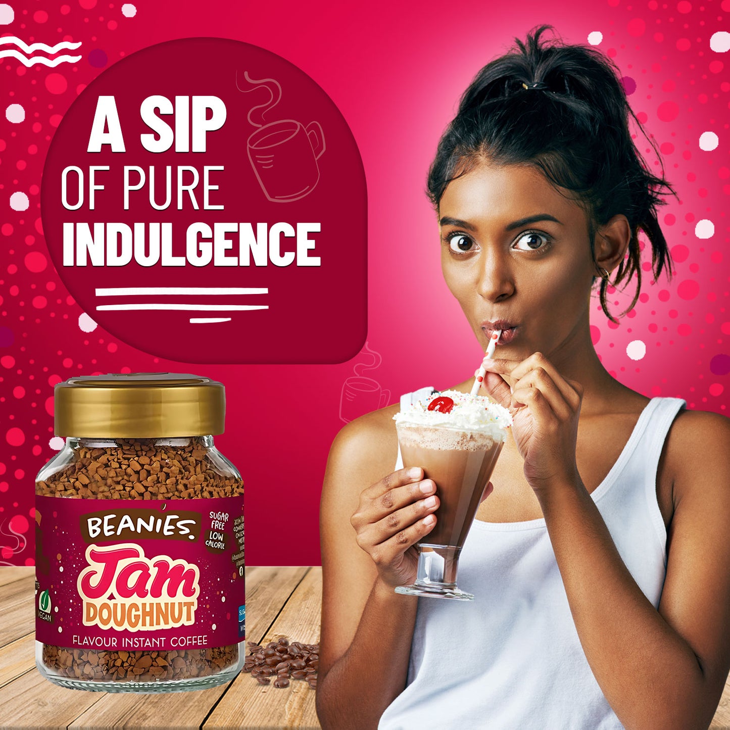 Beanies Jam Doughnut Instant Coffee, 50g