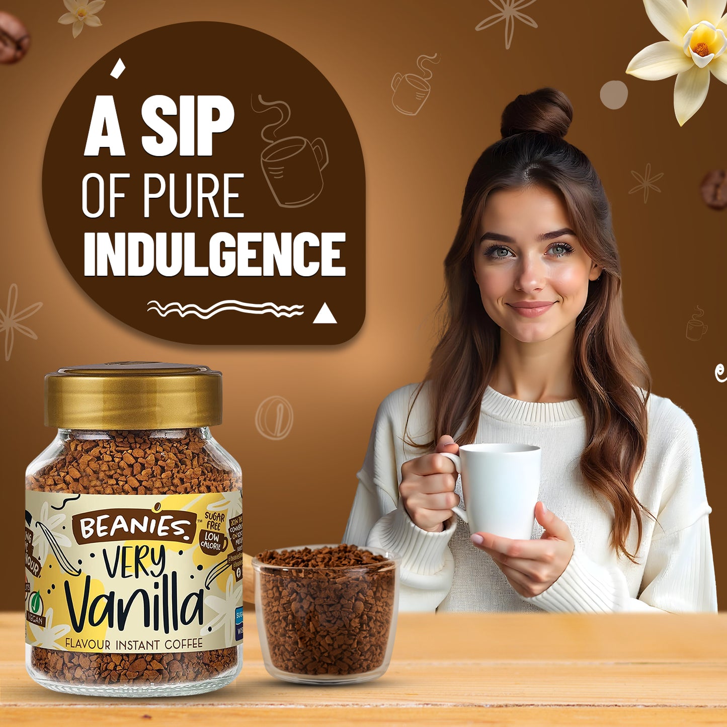 Beanies Very Vanilla Flavour Instant Coffee, 50g