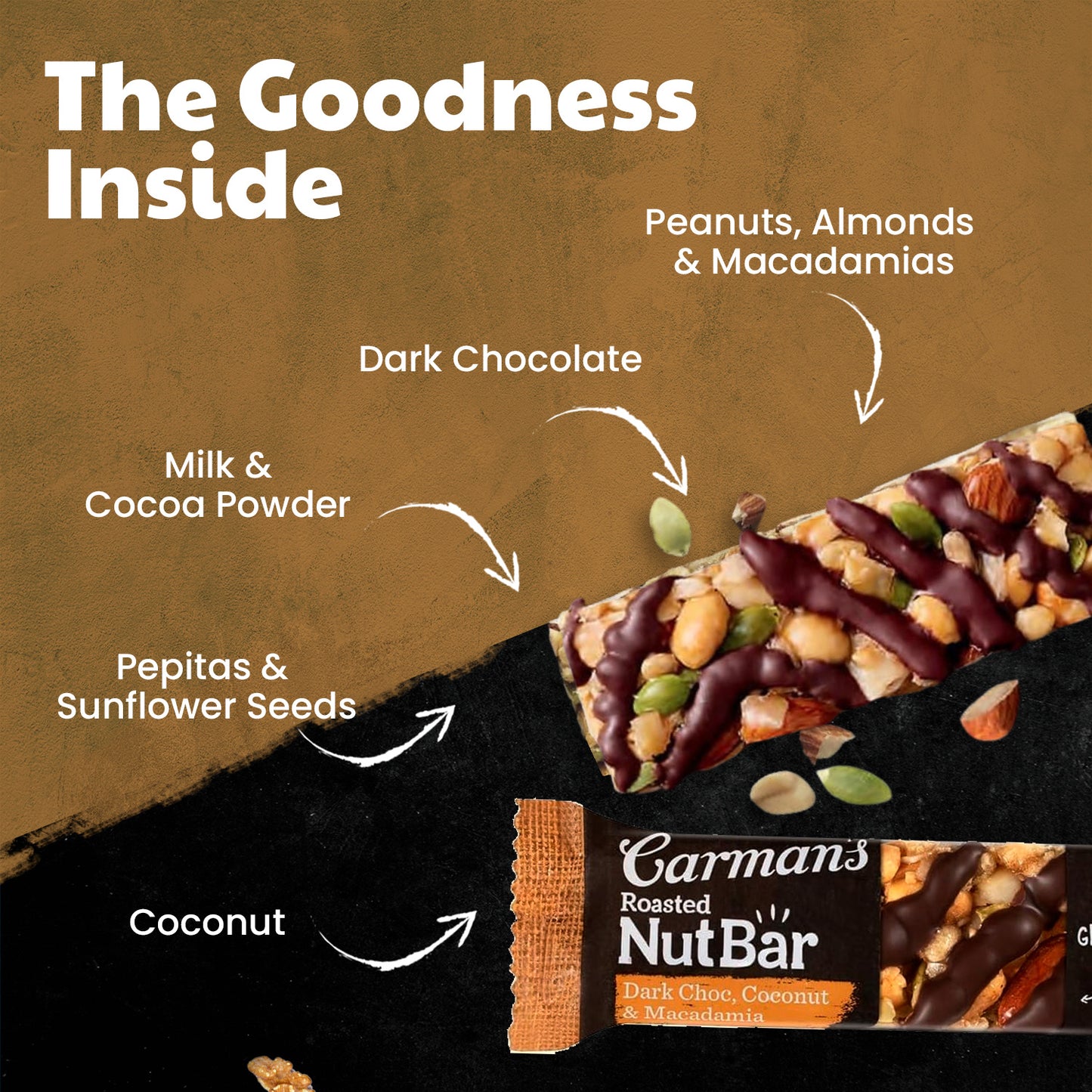 Carmans Bar Nut Dark Choc Macadamia & Coconut 160g