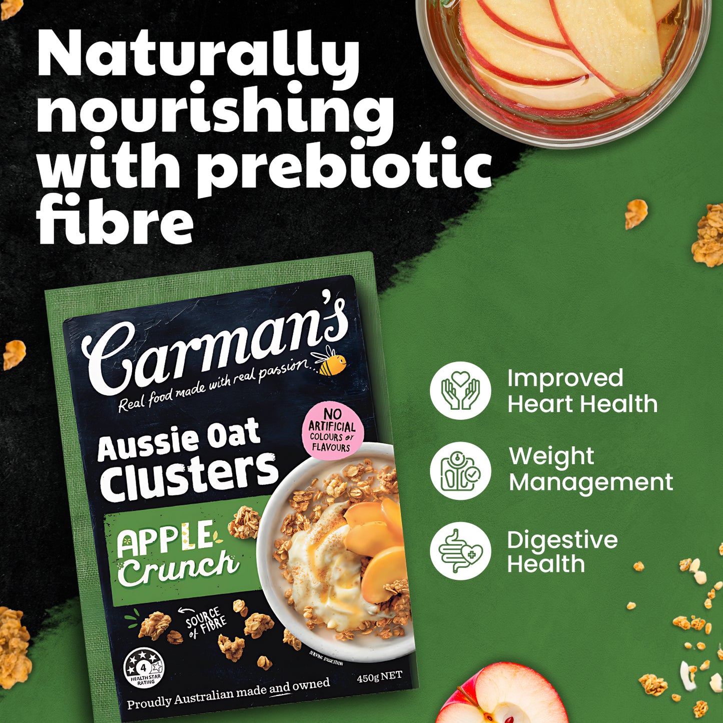 Carmans Clusters Aussie Oat Apple Crunch 450g