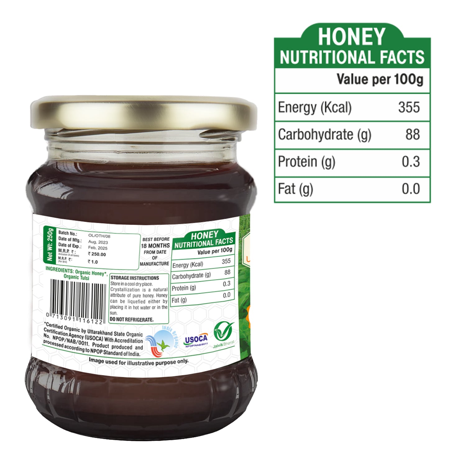 Umanac Organic Honey With Tulsi- 250Gm