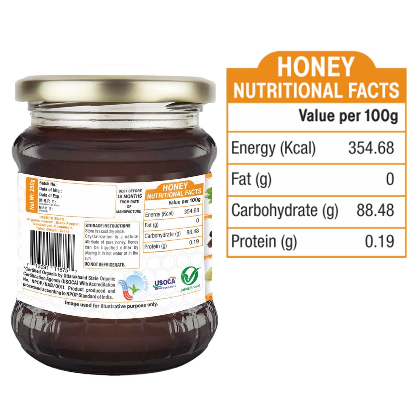 Umanac Organic Honey- 250GM | With Herbs & Spices