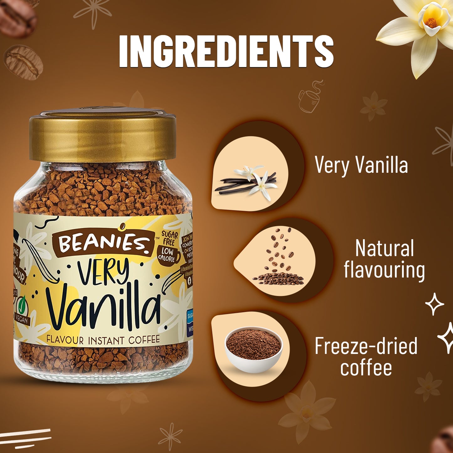 Beanies Very Vanilla Flavour Instant Coffee, 50g