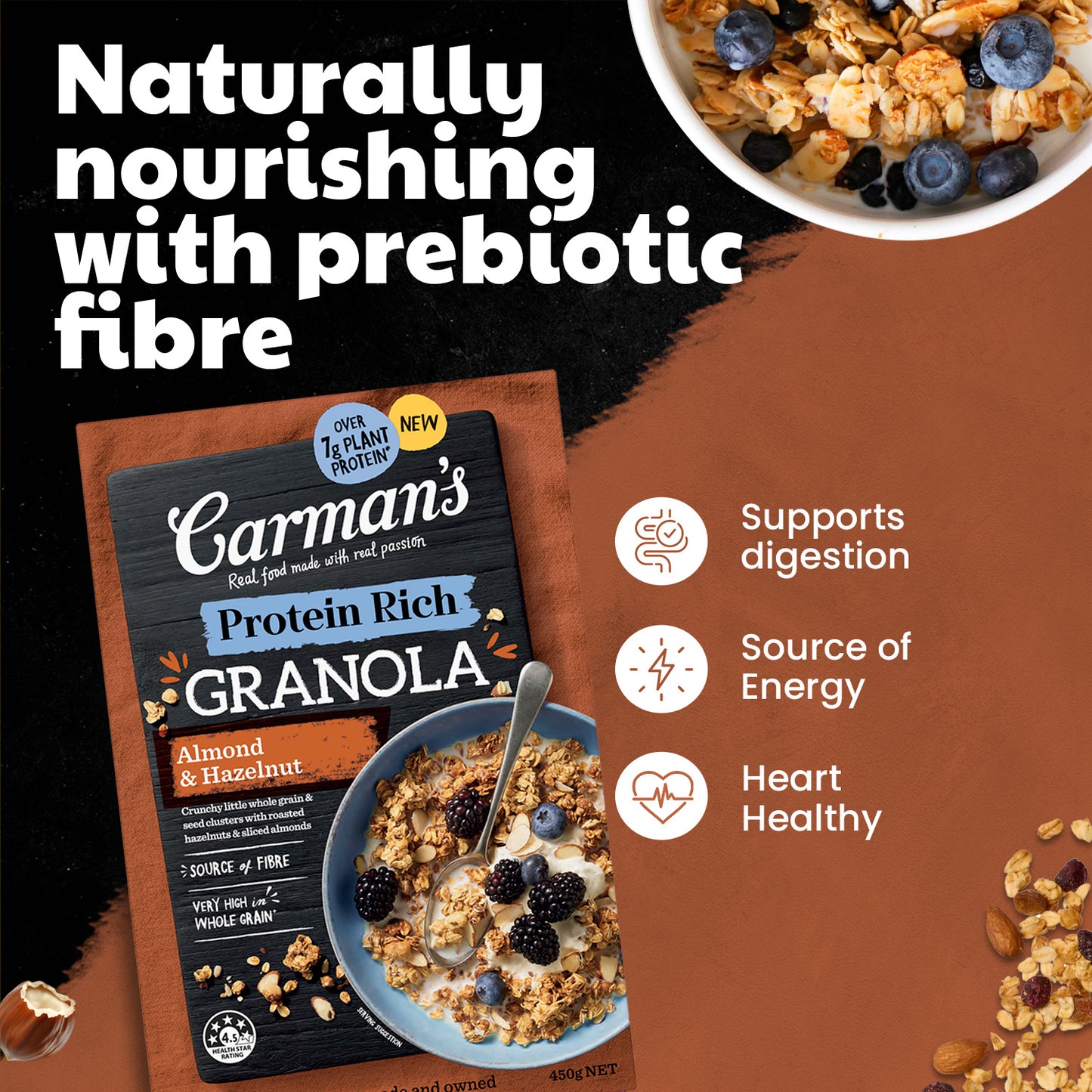Carmans Granola Protein Rich Almond & Hazelnut 450g