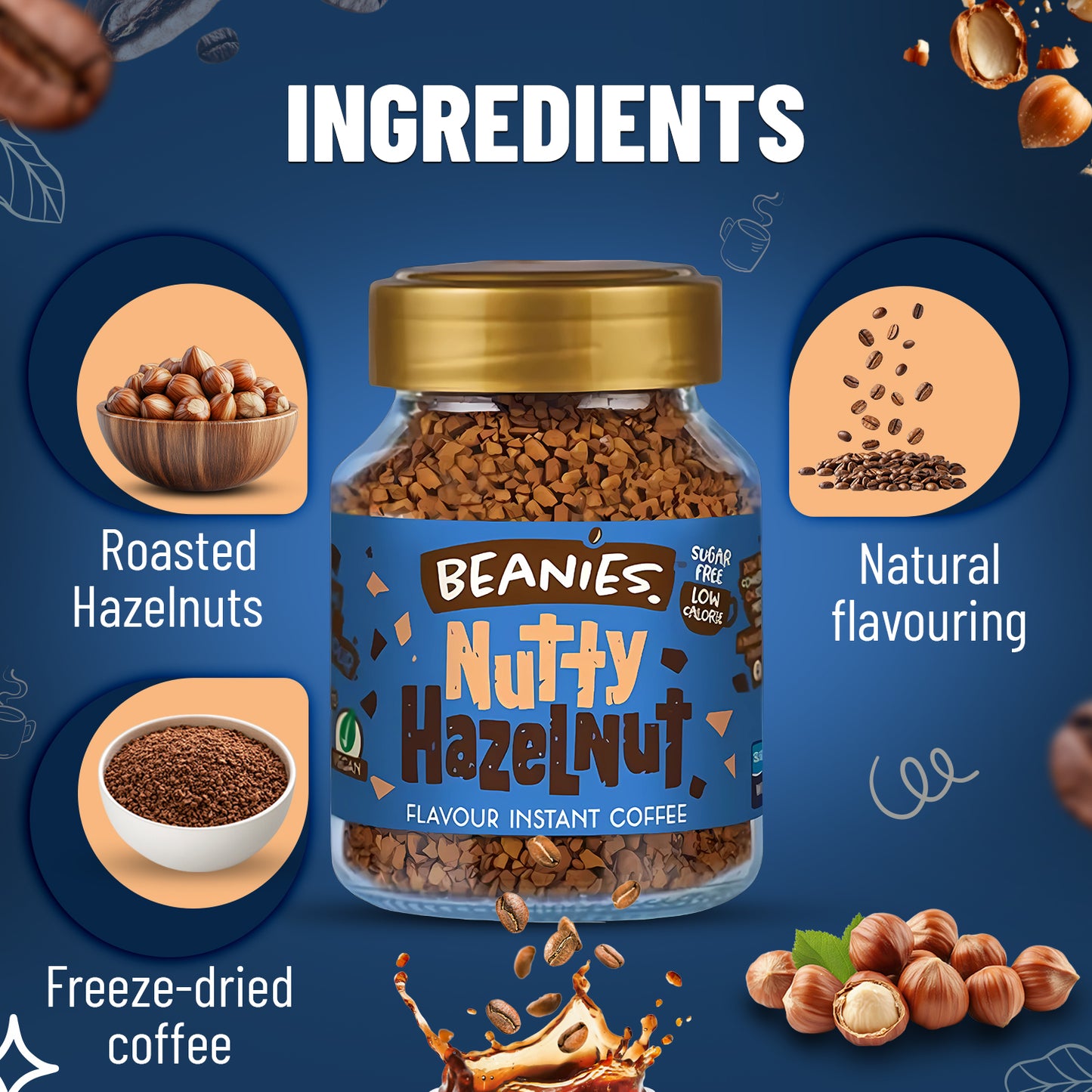 Beanies Nutty Hazelnut Flavour Instant Coffee, 50g