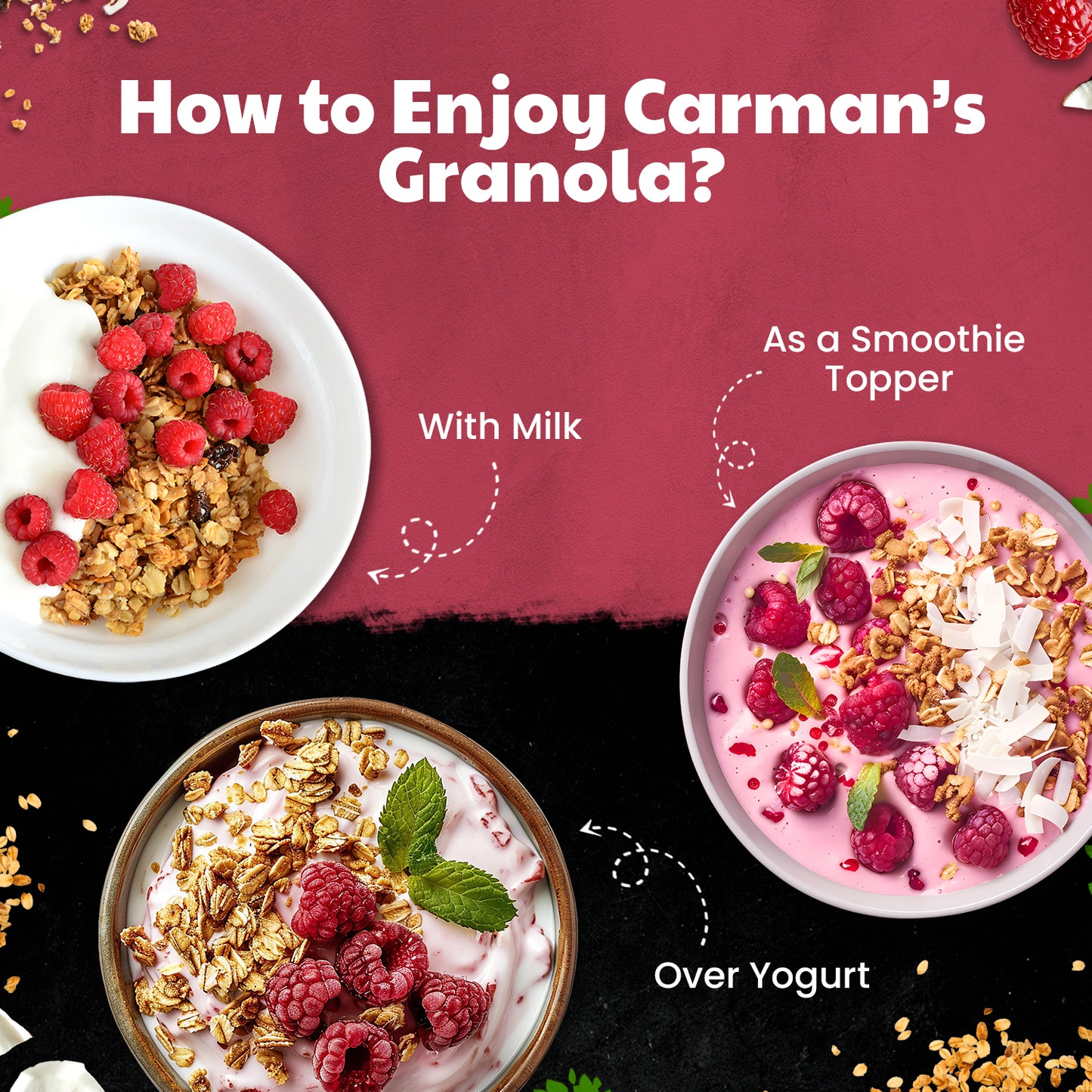 Carmans Granola Raspberry & Coconut Low Sugar 450g