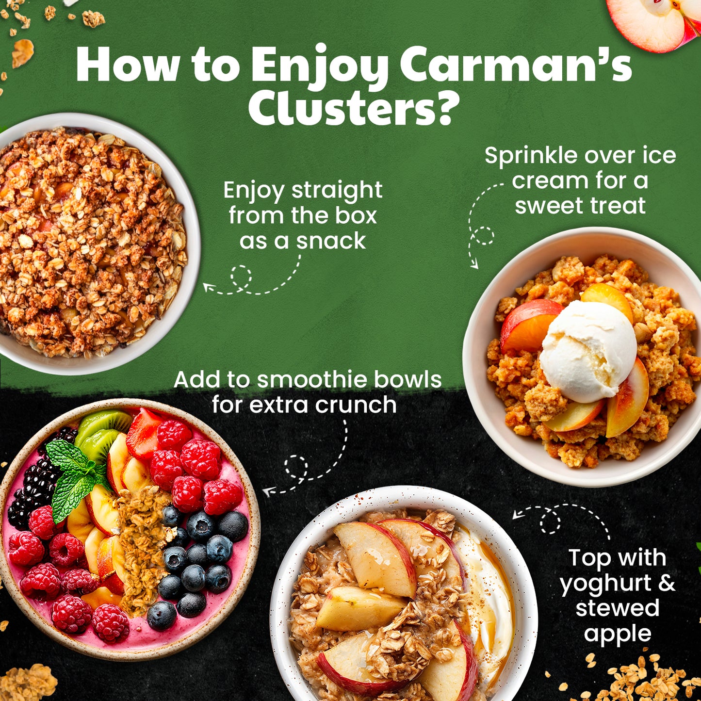 Carmans Clusters Aussie Oat Apple Crunch 450g