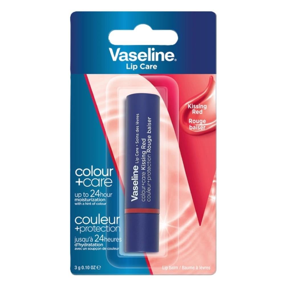 Vaseline Lip Care | Colour+Care Kissing Red Tinted Lip Balm Stick | up to 24Hr* moisturization | with manuka honey | 3g