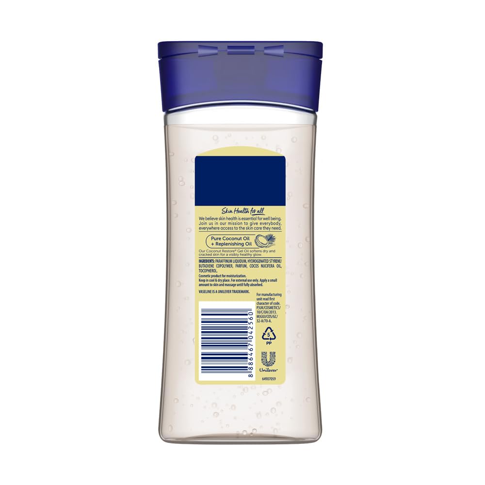 Vaseline Intensive Care Coconut Restore Body Oil | with Coconut Oil | Deep Moisture for Dry Skin | 200 ML