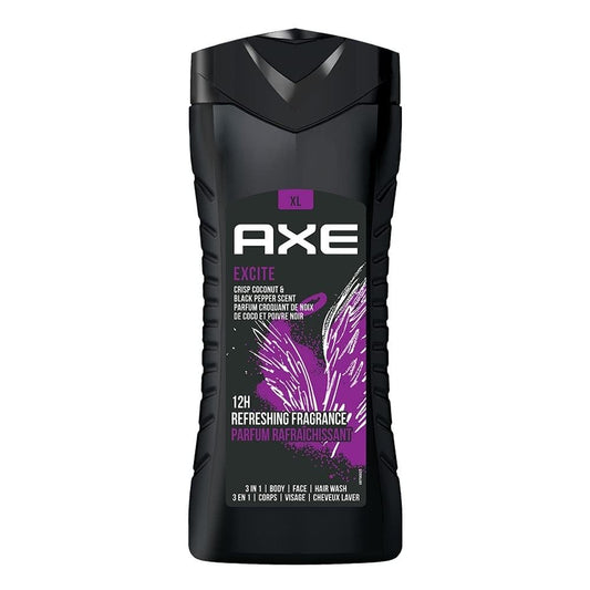 Axe Excite 3 In 1 Body, Face & Hair Wash for Men, Long-Lasting Fragrance
