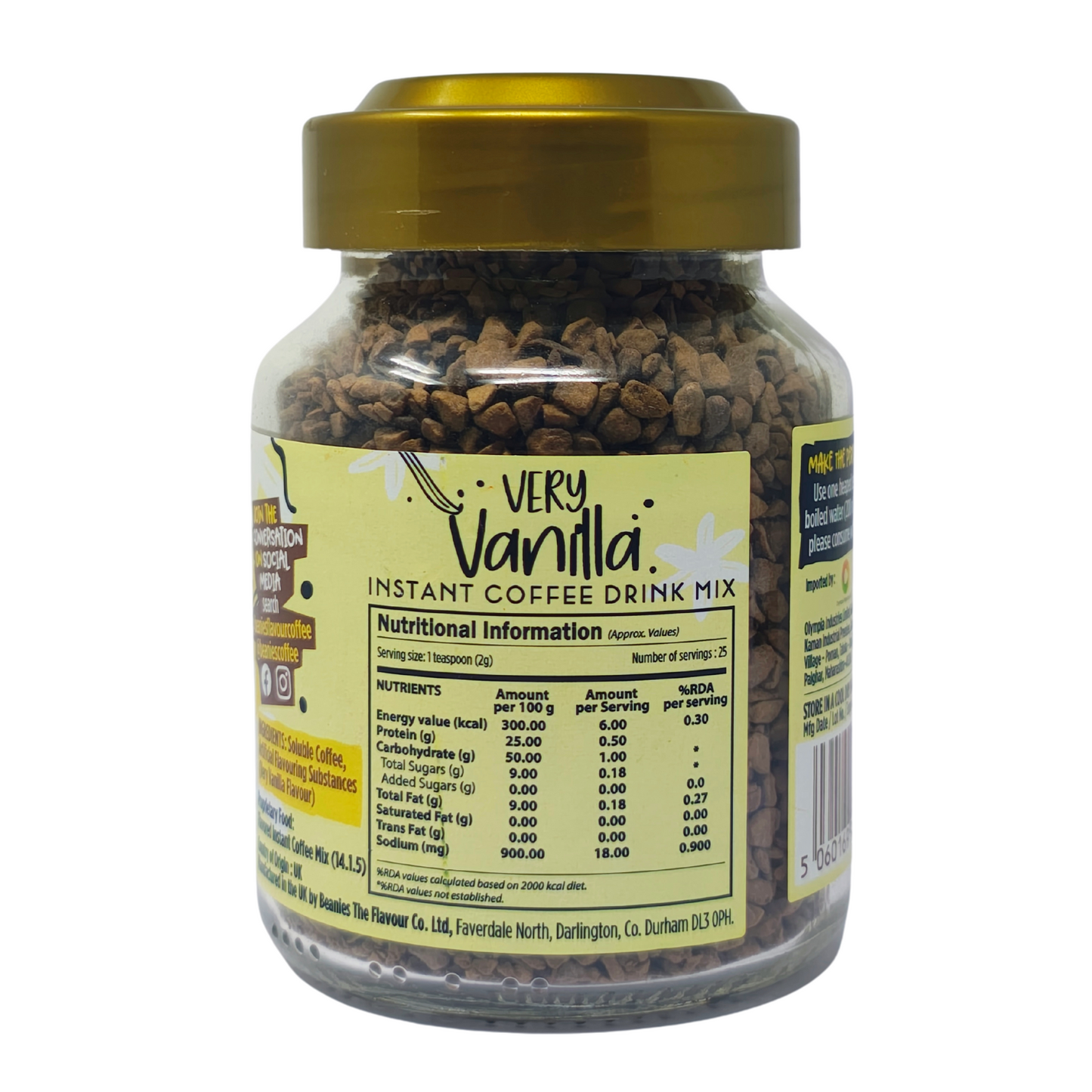 Beanies Very Vanilla Flavour Instant Coffee, 50g