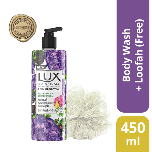 LUX Botanicals Skin Renewal Natural Body Wash | Geranium Oil & Fig Extract 450ml