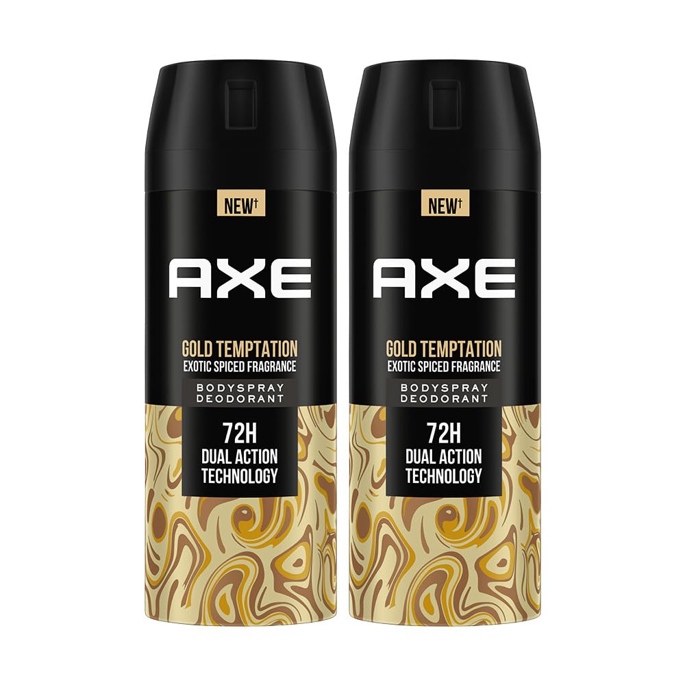 Axe Gold Temptation Long Lasting Deodorant Bodyspray For Men 150 ml, Pack of 2