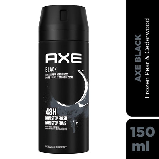 Axe Black Deodorant Body Spray for Men | 48H* Odour Protection | Odour-Combatting Zinc Technology | Frozen Pear and Cedarwood Scent|150ml
