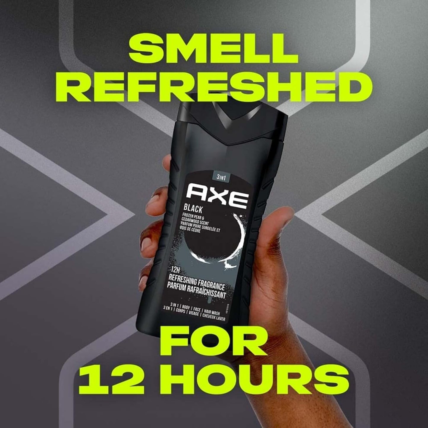 Axe Black 3 In 1 Body, Face & Hair Wash for Men, Long-Lasting Fragrance