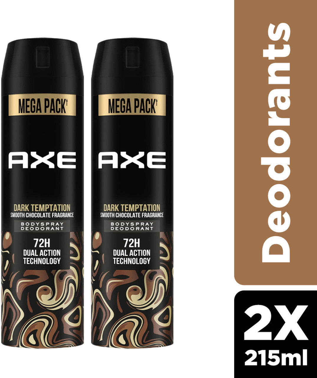 AXE Dark Temptation Long Lasting For Men Body Spray - For Men  (215 ml, Pack of 2)