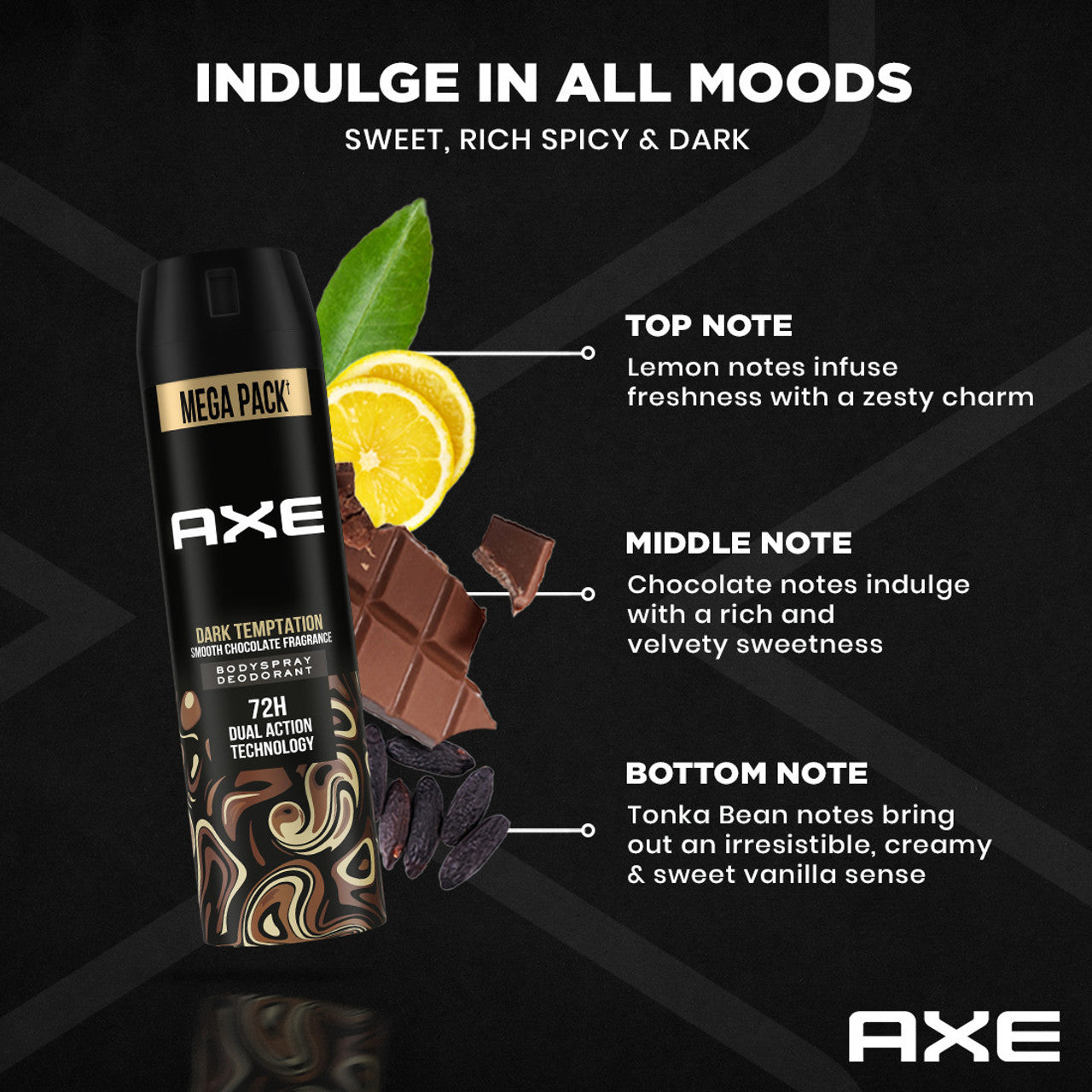 AXE Dark Temptation Long Lasting For Men Body Spray - For Men  (215 ml, Pack of 2)