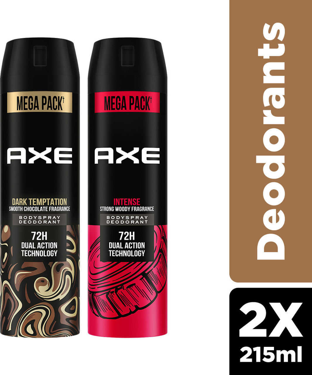 AXE Dark Temptation & Intense Deodorant Spray - For Men  (215 ml, Pack of 2)