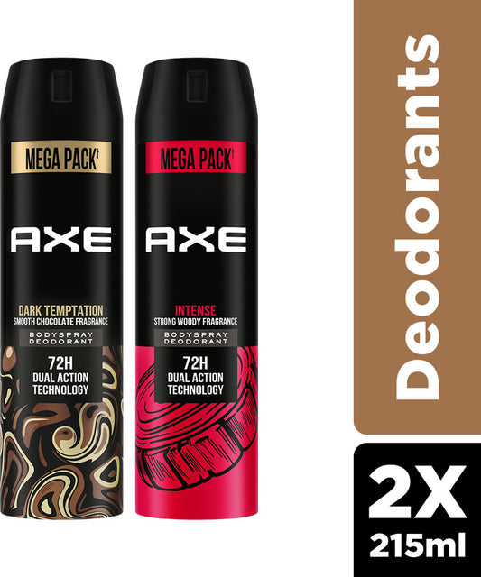AXE Dark Temptation & Intense Deodorant Spray - For Men  (215 ml, Pack of 2)
