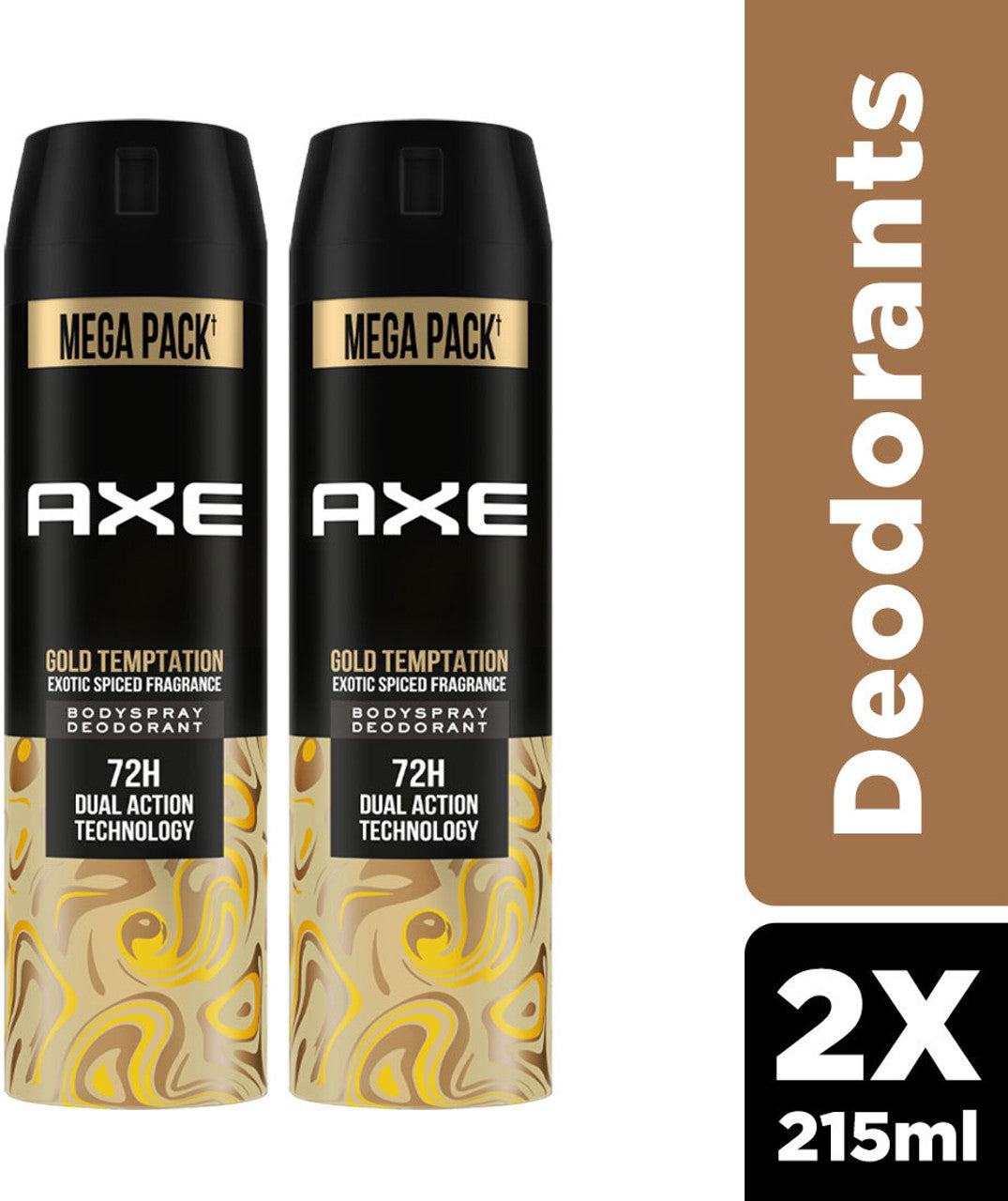 AXE Gold-Temptation Deodorant Spray - For Men  (215 ml, Pack of 2)