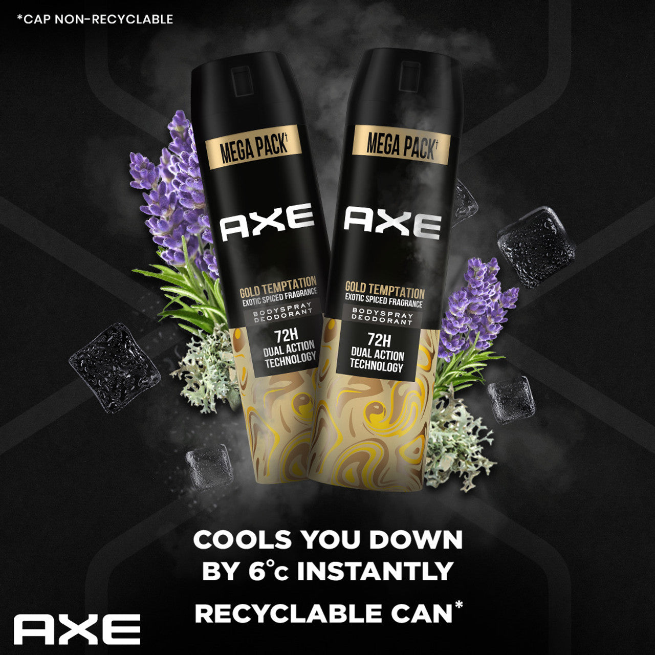 AXE Gold-Temptation Deodorant Spray - For Men  (215 ml, Pack of 2)