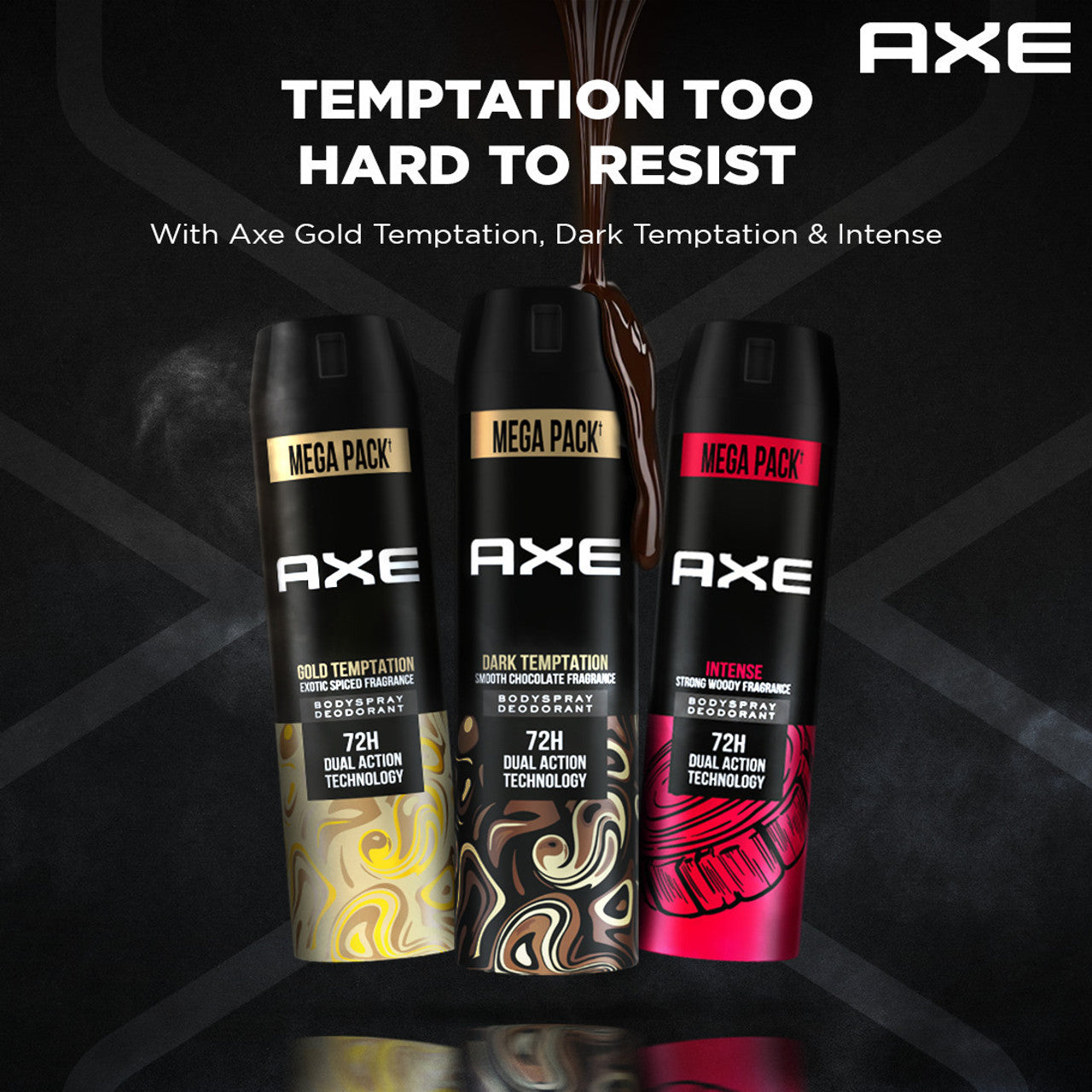 AXE Gold Temptation, Dark Temptation and Intense Deodorant Spray - For Men  (215 ml, Pack of 3)
