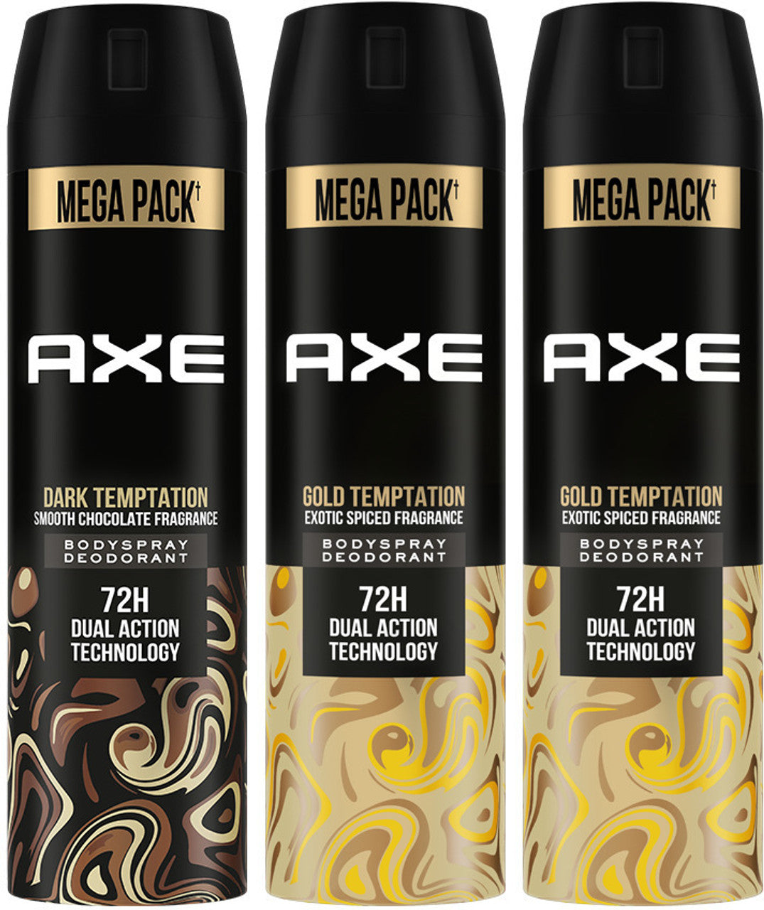 AXE Gold and Dark Temptation Deodorant Spray - For Men  (215 ml, Pack of 3)