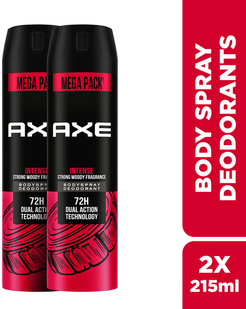 AXE Intense Body Spray - For Men  (215 ml, Pack of 2)