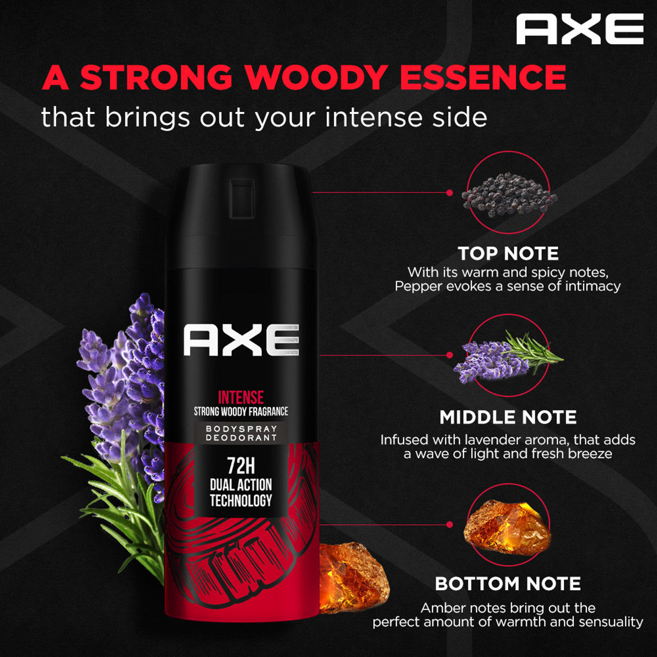 AXE Intense Body Spray - For Men  (150 ml, Pack of 3)