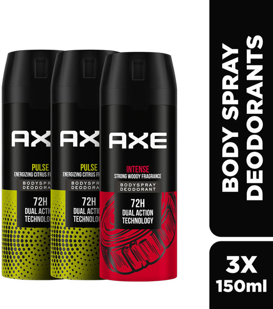 AXE Intense (Pack of 1) + Pulse (Pack of 2) Body Spray - For Men  (150 ml, Pack of 3)