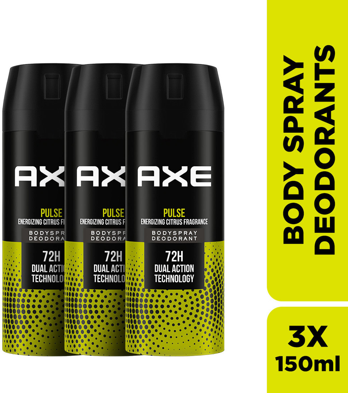 AXE Pulse Body Spray - For Men  (150 ml, Pack of 3)
