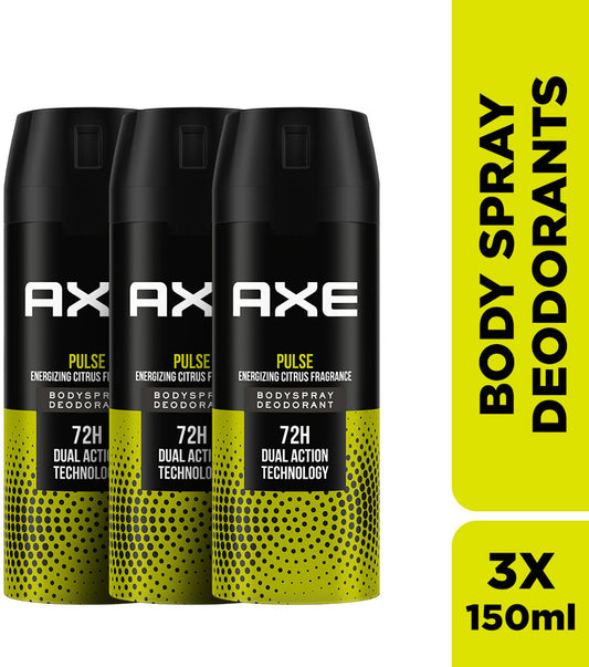 AXE Pulse Body Spray - For Men  (150 ml, Pack of 3)
