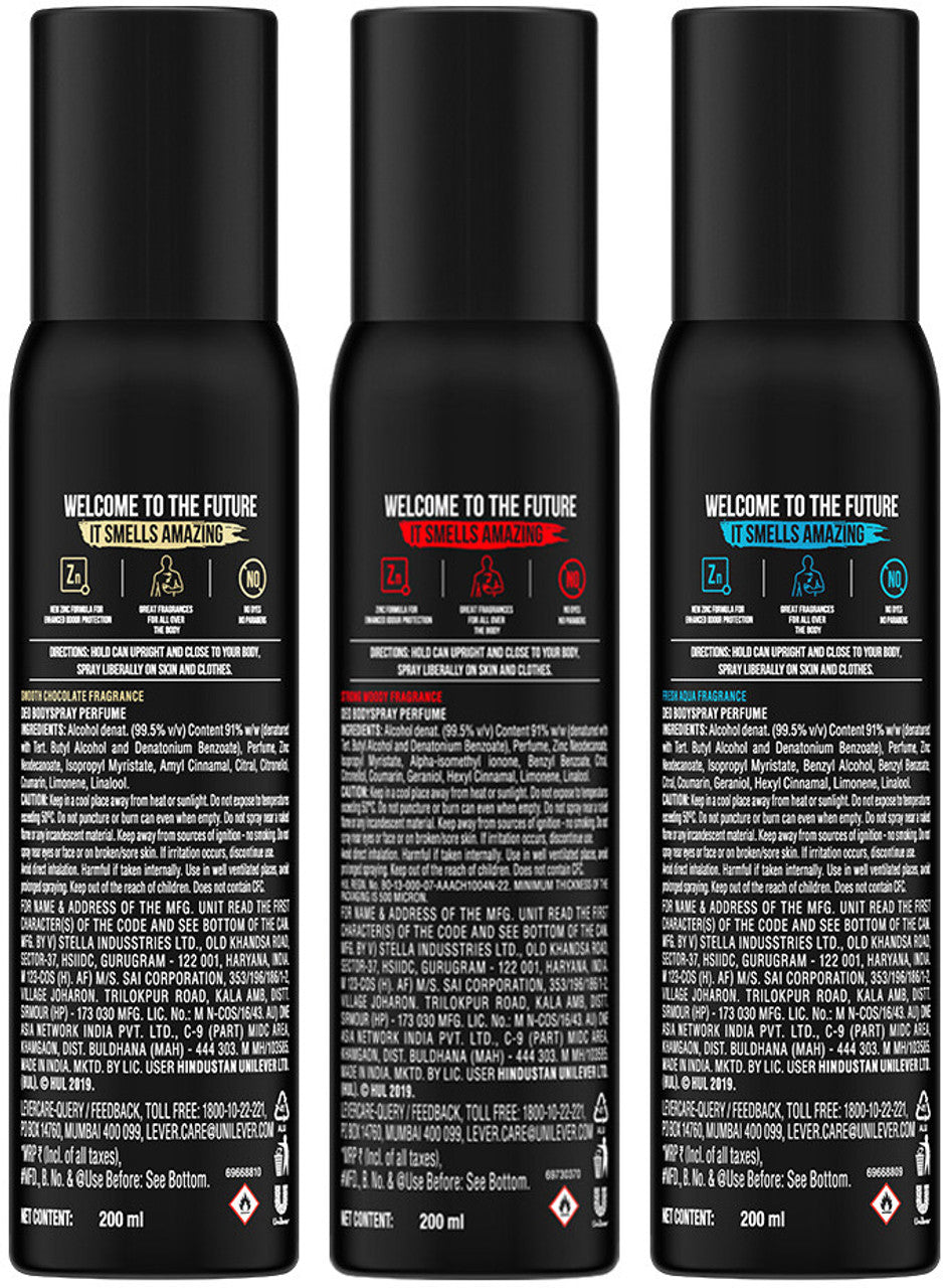 AXE SIGNATURE SIGNATURE Dark Temptation, Champion and Intense No Gas Body Perfume Deodorant Spray - For Men (200 ml, Pack of 3)
