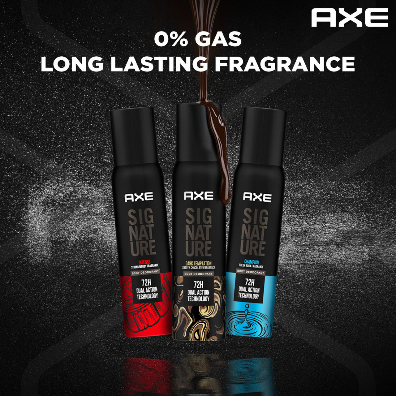 AXE SIGNATURE SIGNATURE Dark Temptation, Champion and Intense No Gas Body Perfume Deodorant Spray - For Men (200 ml, Pack of 3)
