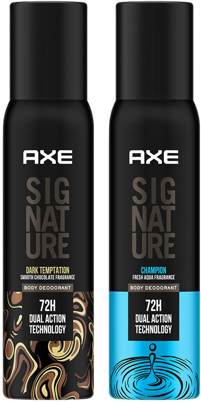 AXE Signature Dark Temptation and Champion  No Gas Body Perfume Deodorant Spray - For Men (200 ml, Pack of 2)