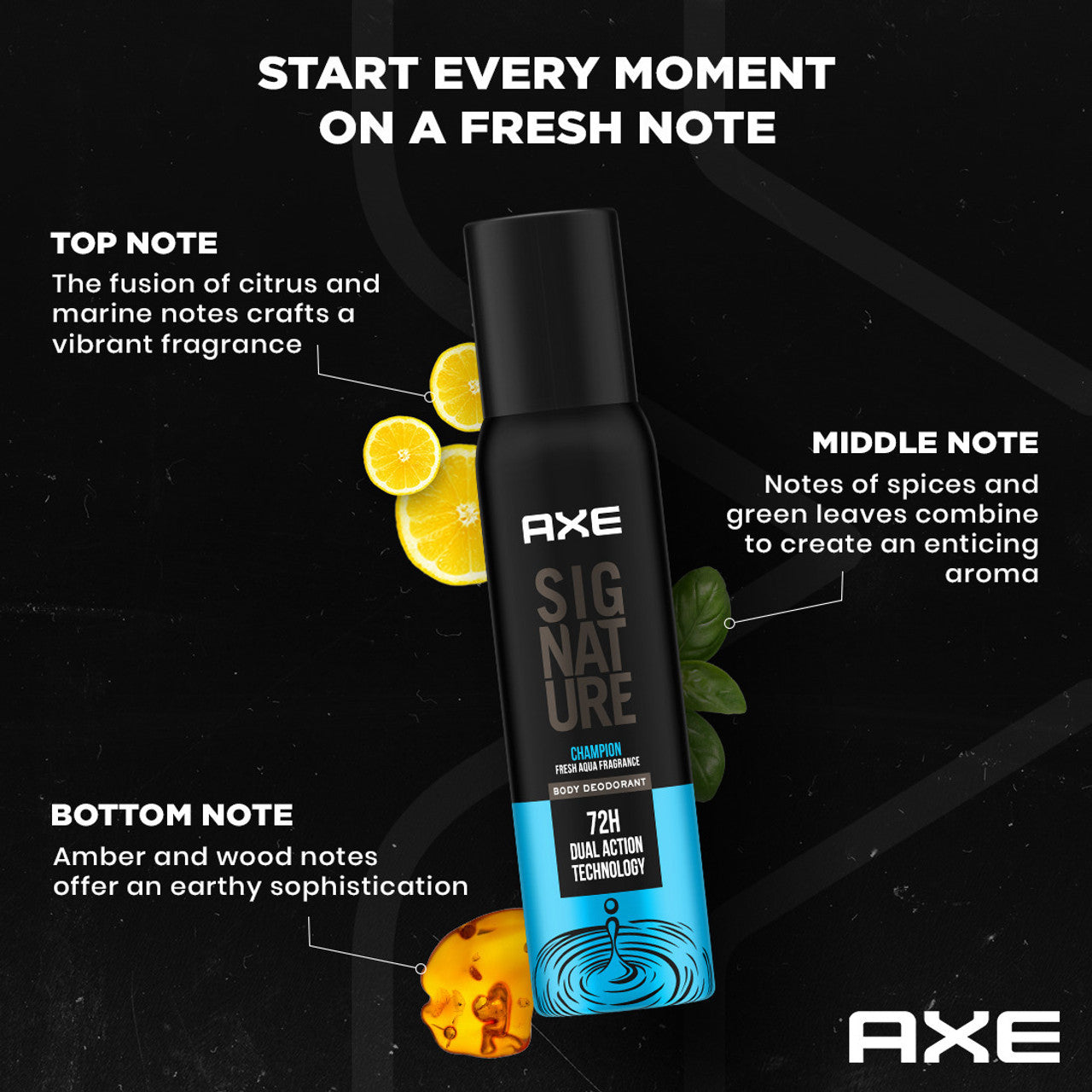 AXE Signature Dark Temptation and Champion  No Gas Body Perfume Deodorant Spray - For Men (200 ml, Pack of 2)
