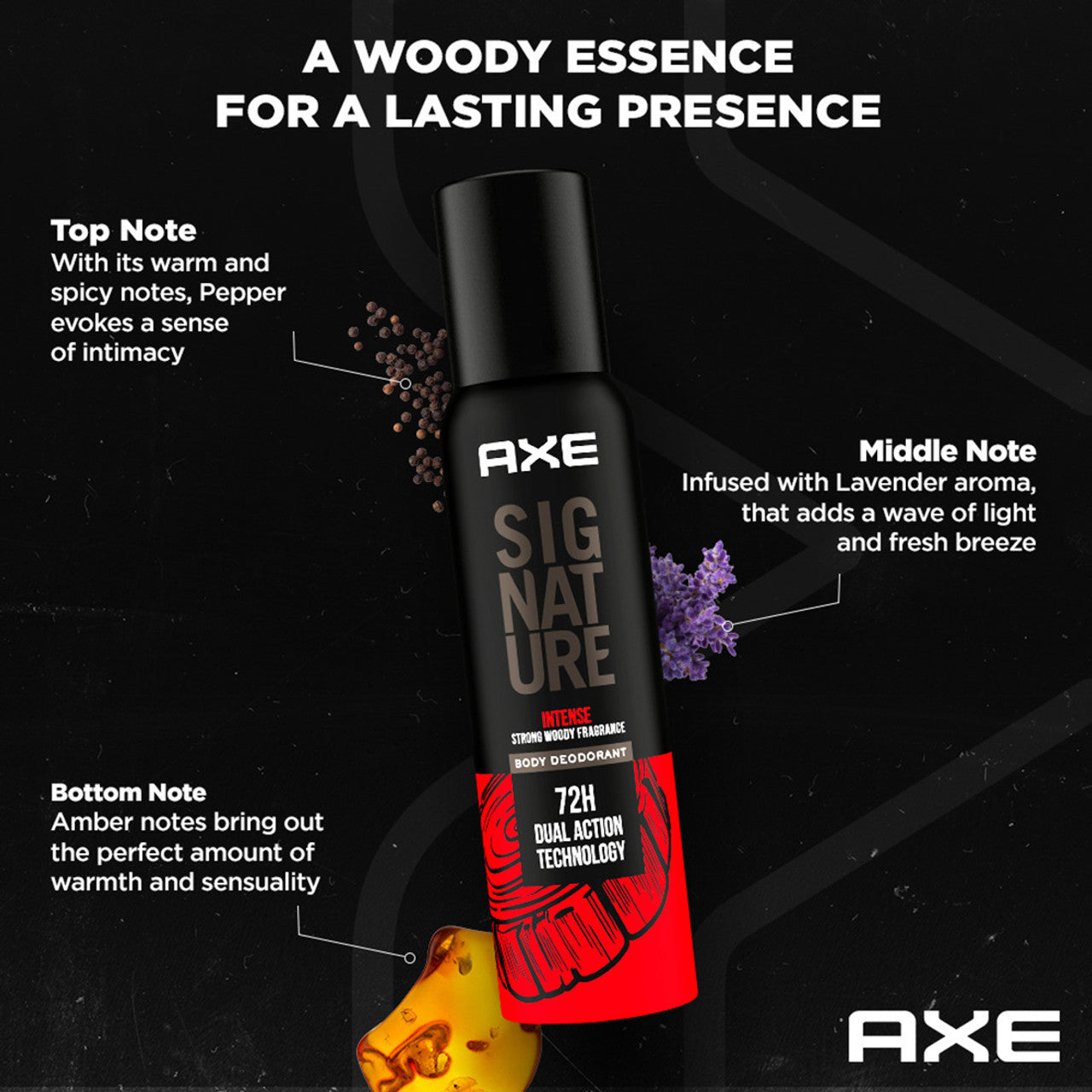 AXE Signature Mysterious and Intense Deodorant No Gas Body Perfume Body Spray - For Men  (200 ml, Pack of 2)