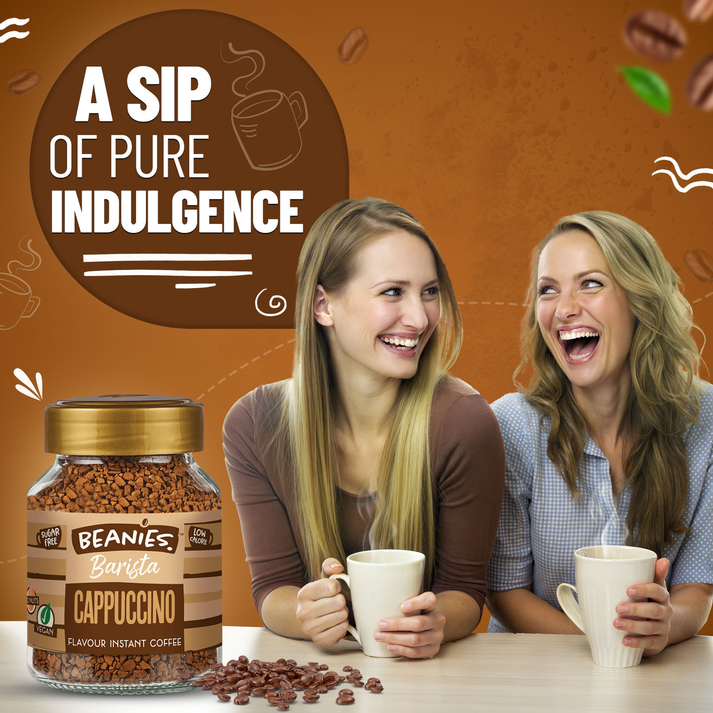 Beanies Barista Range - Cappuccino Instant Coffee, 50g